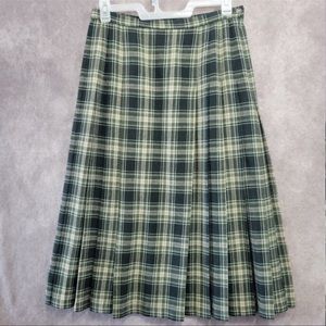 Pendleton Vintage Dark Academia Green Plaid Tartan Pleated Skirt 12
